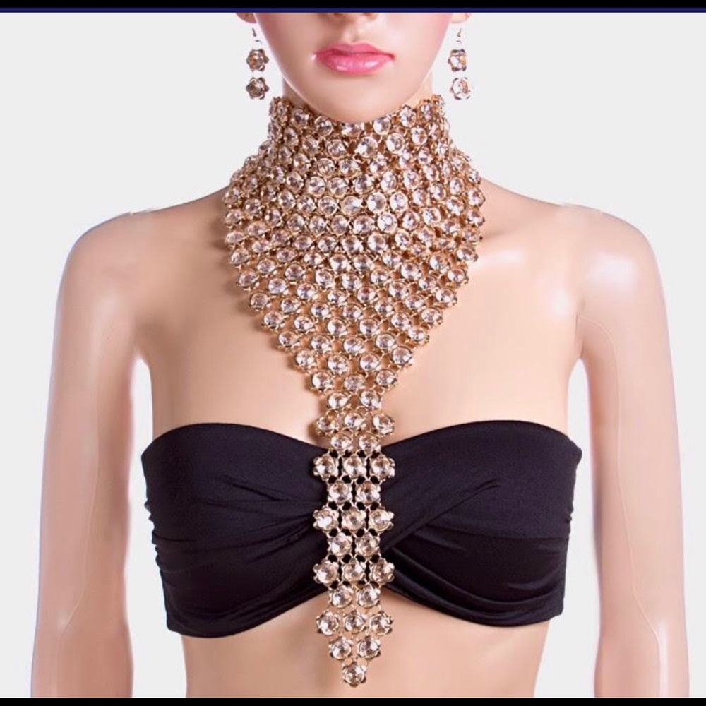 Gold Reversible Choker Bib Necklace